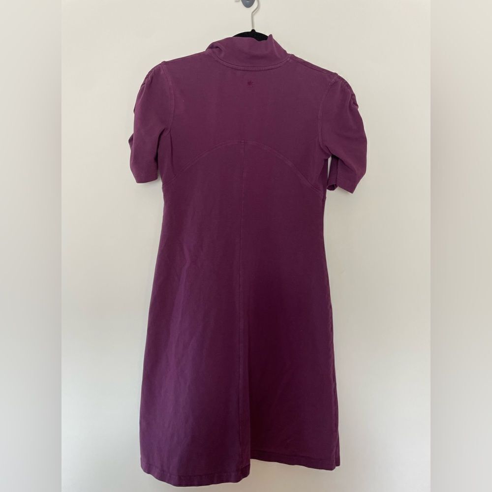 Athleta Purple Quarter Zip Athletic Dress Size Small Ruched Sleeves - Picture 2 of 6